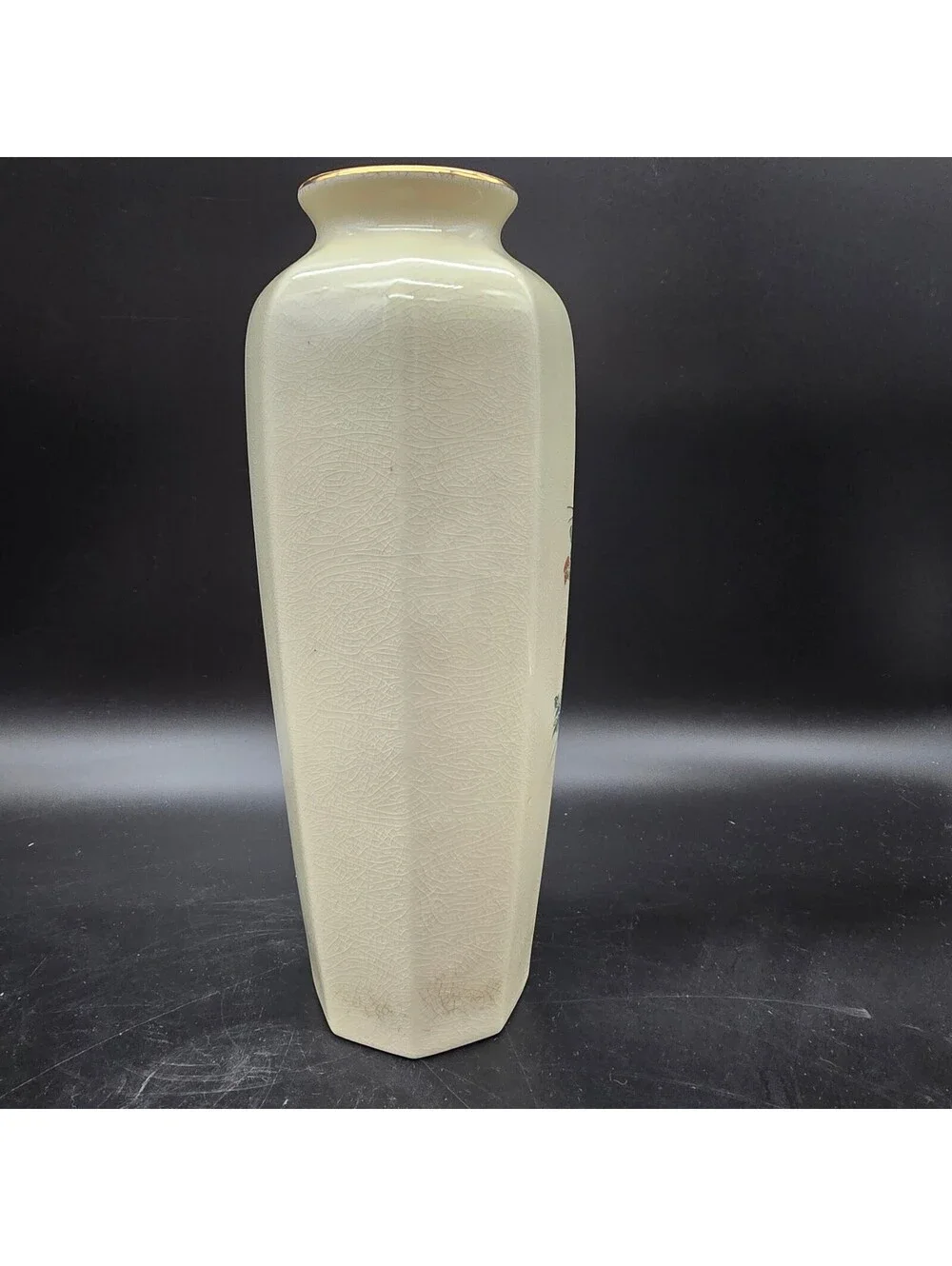 VTG Yamaji Japan Porcelain Peacock Vase Octagonal 11